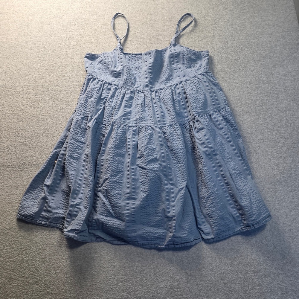 Mini Dress Sleeveless Womens XXL Blue Tiered Eyelet Boho Sundress SO